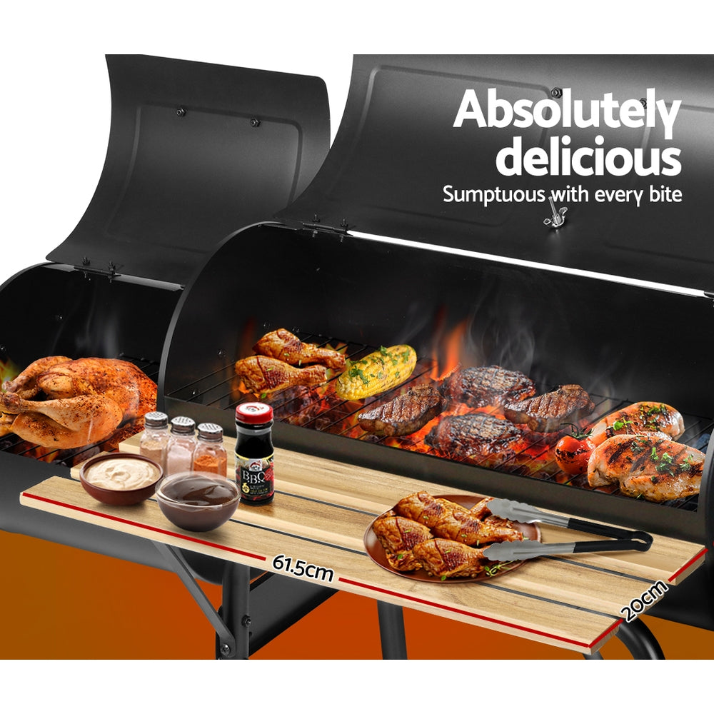 Grillz BBQ Grill 2-In-1 Offset Charcoal Smoker-3