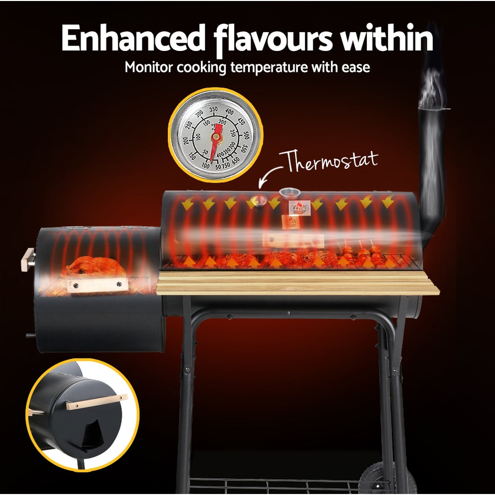 Grillz BBQ Grill 2-In-1 Offset Charcoal Smoker-4
