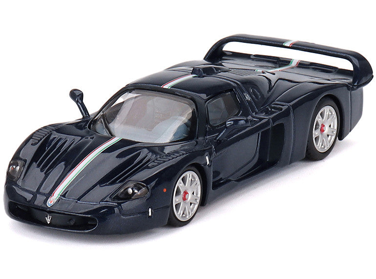 Maserati MC12 Stradale Blue Metallic with White Stripe 1/64 Diecast Model Car by BBR-1