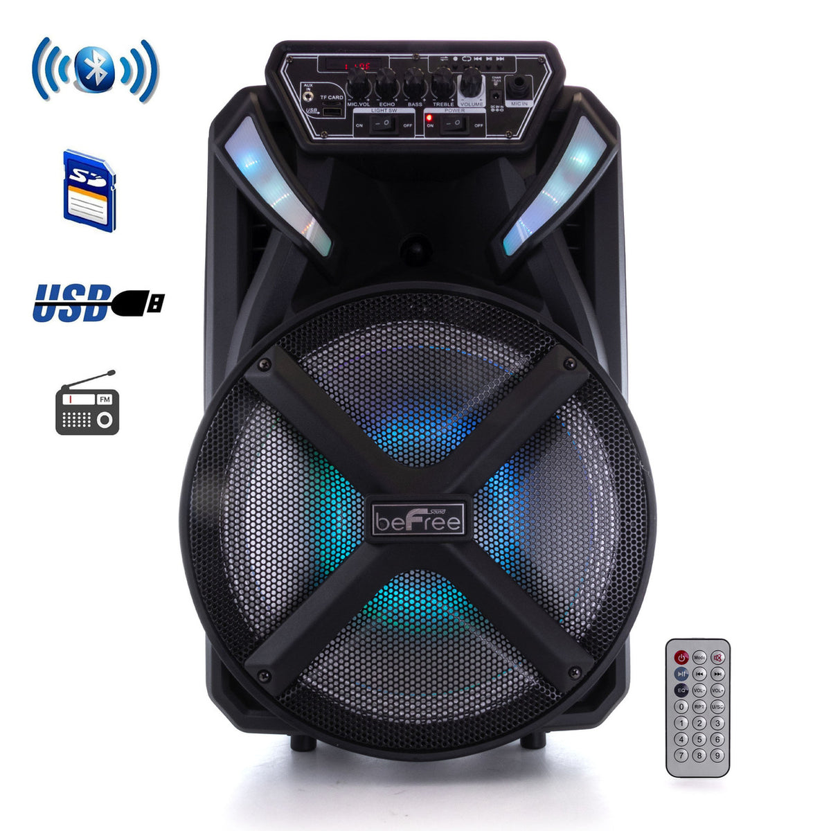 beFree Sound 12 Inch BT Portable Rechargeable Party Speaker-0