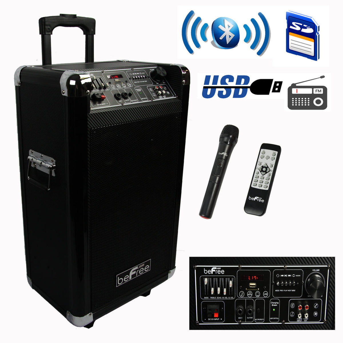 beFree Sound Sleek 10 Inch Professional Portable Bluetooth PA Speaker-0