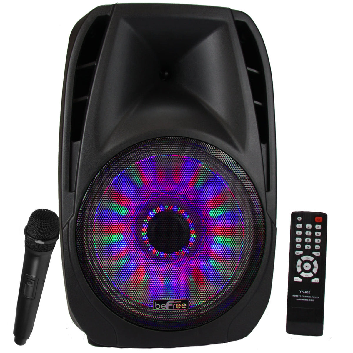 beFree Sound 15 Inch Bluetooth Tailgate Speaker with Sound/Volume Reactive Lights-0