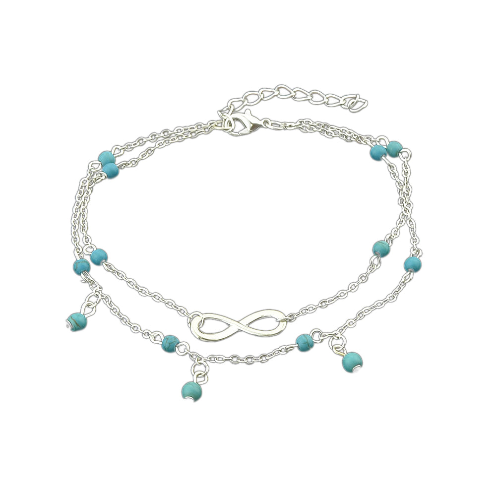 1 pc Double layer Chain Turquoise Infinity Anklet Barefoot Foot Beach Jewellery-4