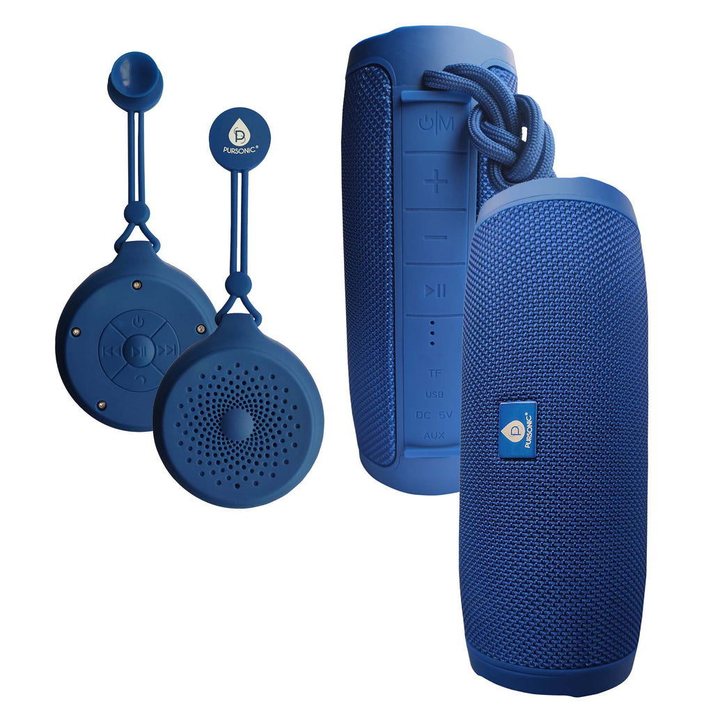 Pursonic Peak Wireless Speaker & Pursonic Waterproof Wireless Speaker Bundle – 360° Hi-Res Sound Anywhere, Anytime-0