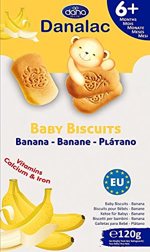 Danalac Baby Biscuits (120g x 6) Combo Snack Pack - 2 Banana, 2 Cocoa, 2 Natural Plain - Snacks and Food for Toddlers 6+ Months with Calcium, Iron and Vitamins-1