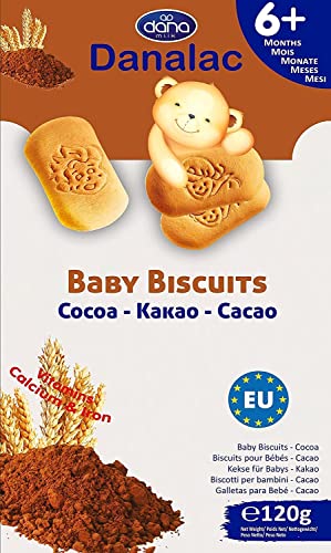 Danalac Baby Biscuits (120g x 6) Combo Snack Pack - 2 Banana, 2 Cocoa, 2 Natural Plain - Snacks and Food for Toddlers 6+ Months with Calcium, Iron and Vitamins-2