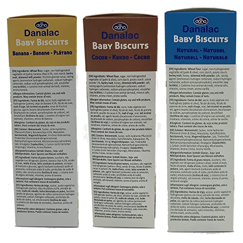 Danalac Baby Biscuits (120g x 6) Combo Snack Pack - 2 Banana, 2 Cocoa, 2 Natural Plain - Snacks and Food for Toddlers 6+ Months with Calcium, Iron and Vitamins-4