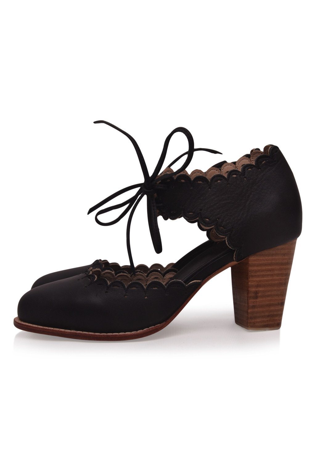 Dance Queen Scalloped Leather Heels-6