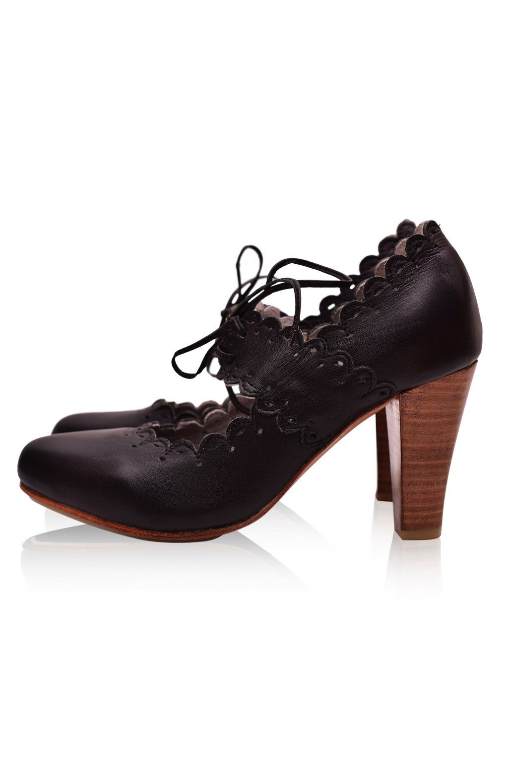 Paradise Bird Scalloped Leather Heels-4