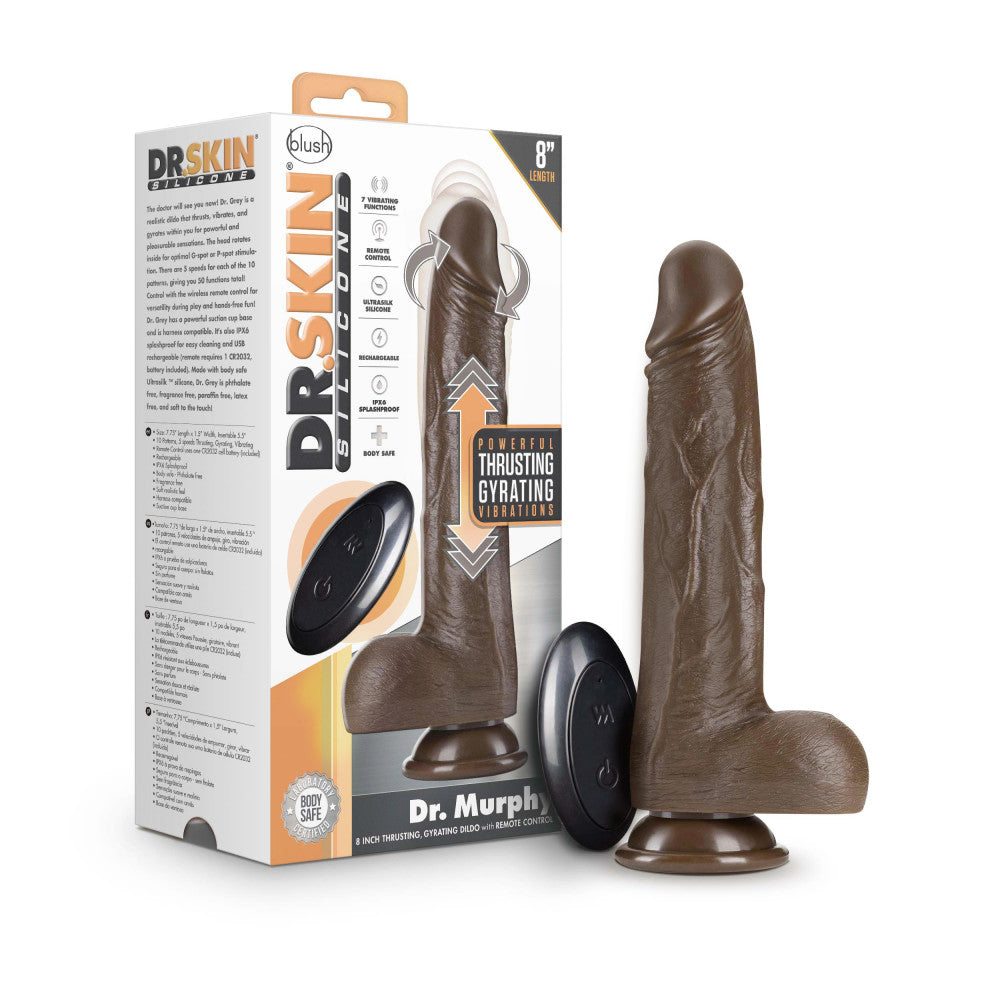 Blush Dr. Skin 8.75-Inch Thrusting & Vibrating Realistic Dildo with Suction Cup Base-0