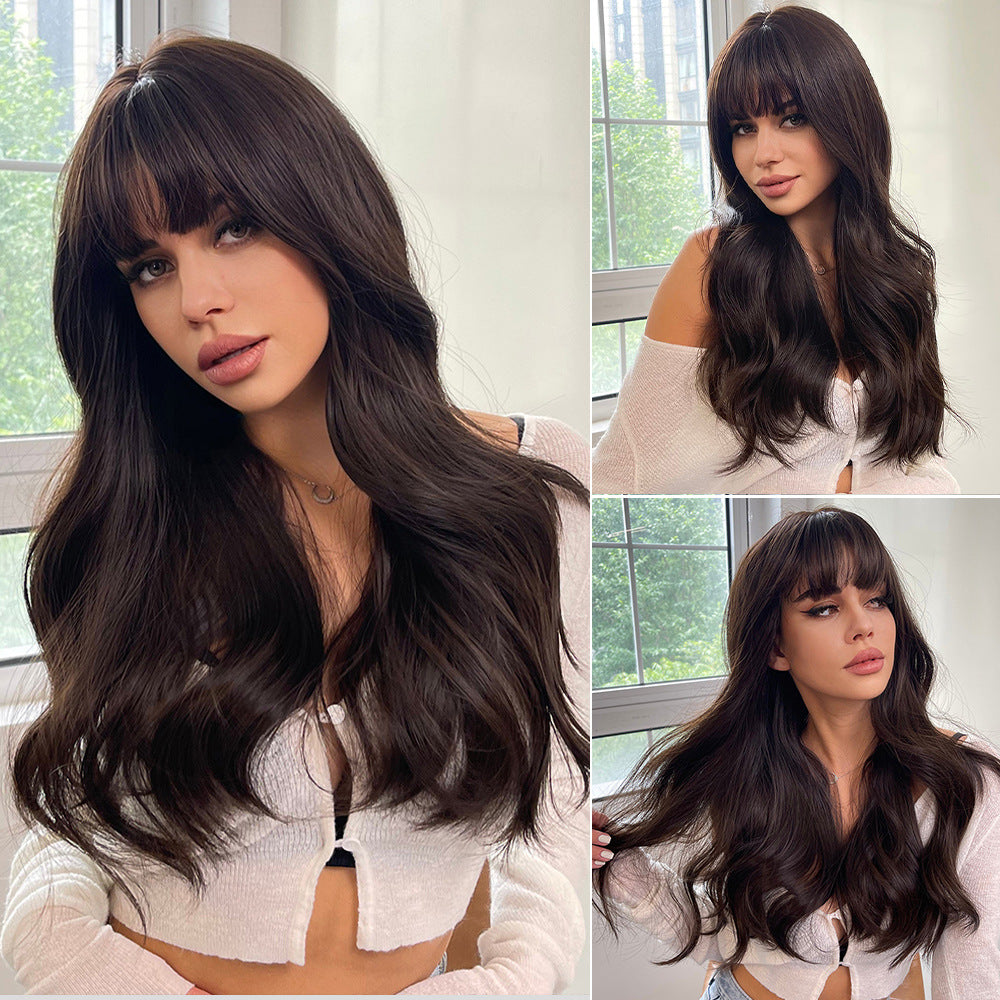 Brown Curly Wig-0