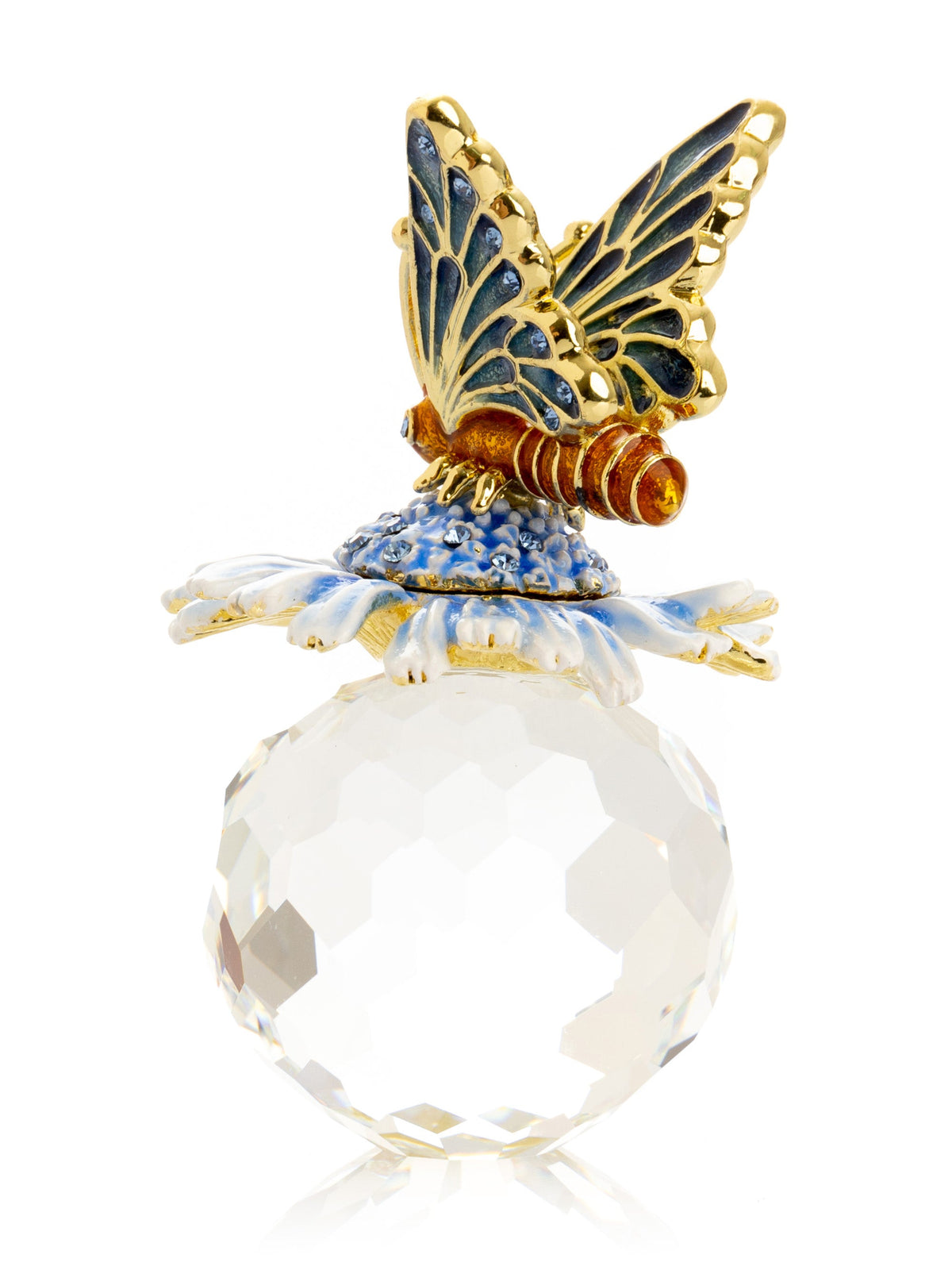 Butterfly sitting on Flower and Crystal-2