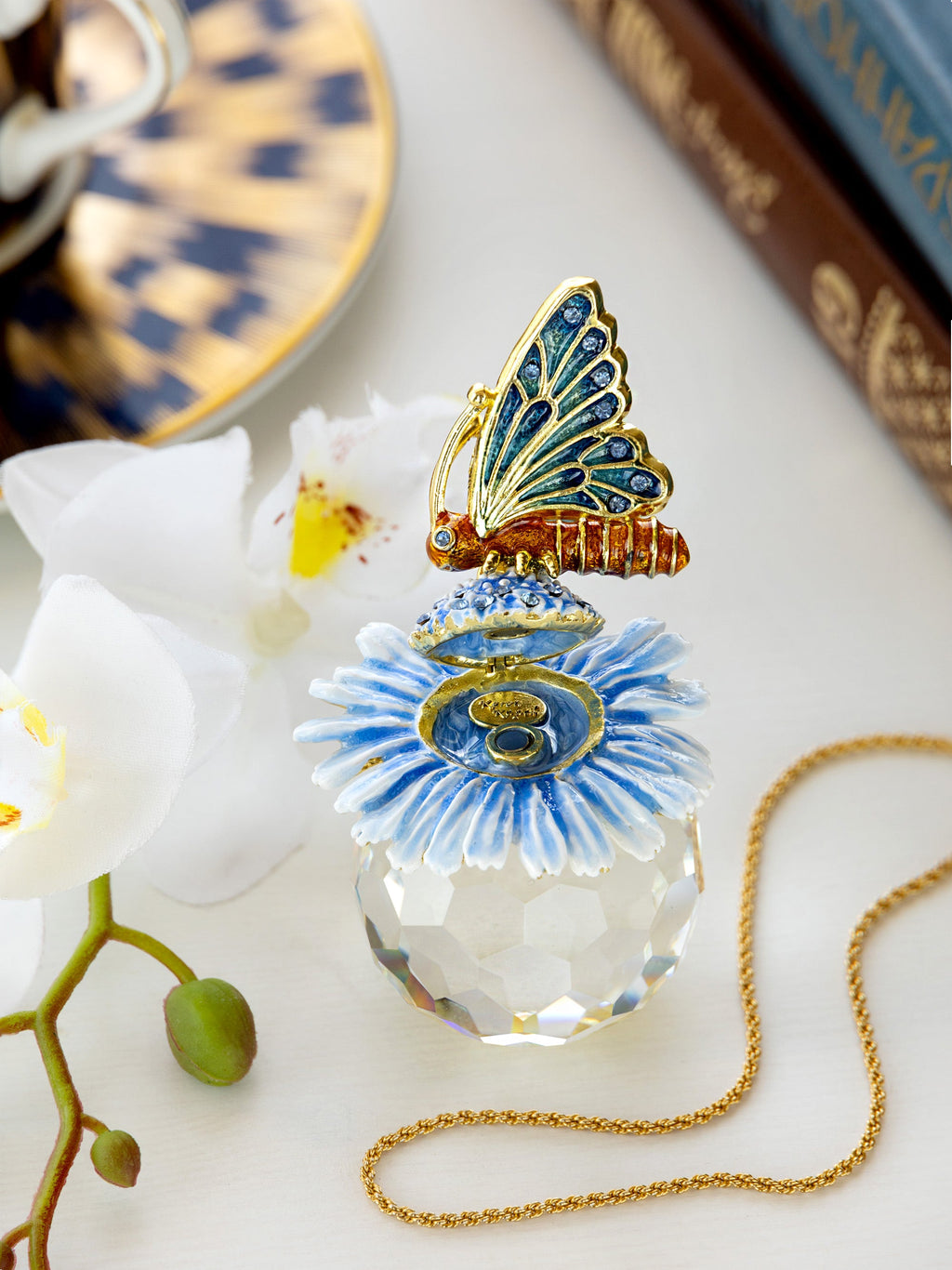 Butterfly sitting on Flower and Crystal-4