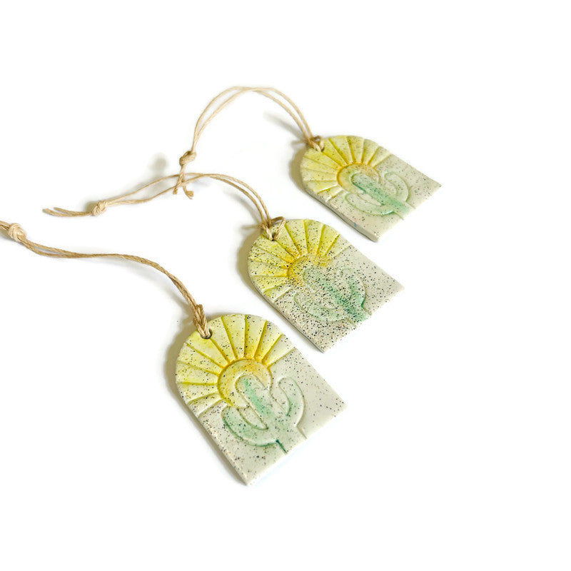 Sunrise & Cactus Ornament Handmade-2