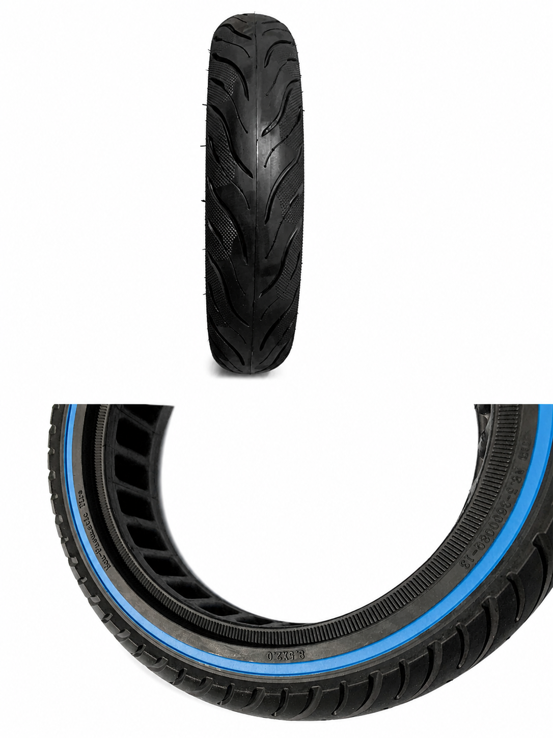 2x E-Scooter Reifen 8.5 x 2.0 – Sportprofil mit blauem Seitenstreifen (50-134)-1
