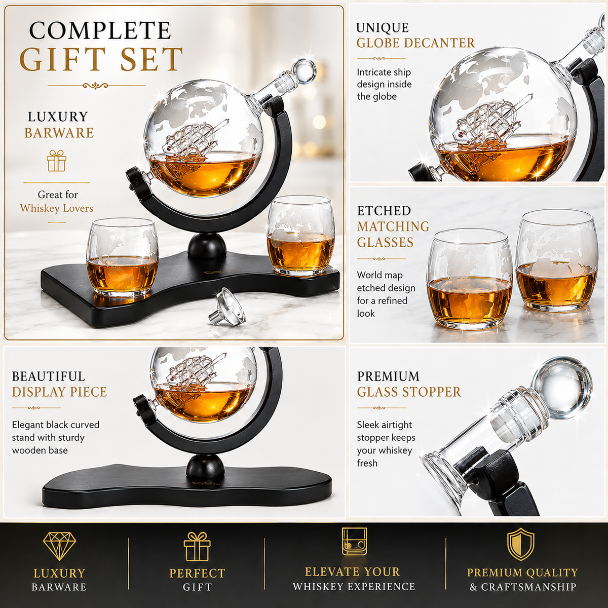 Airplane Whiskey Decanter Gift Premium Barware Gift Elegant Drinkware Collection-1