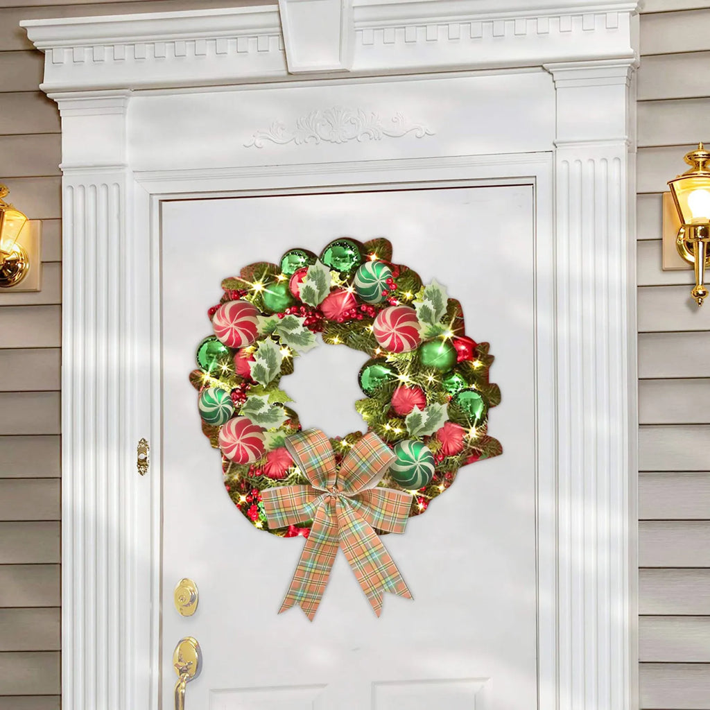 Christmas Vine Wreath with Red Bowknot and Bells-4