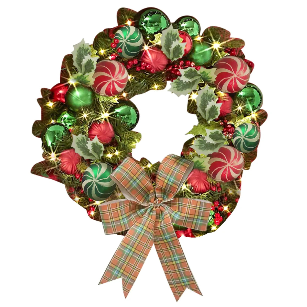 Christmas Vine Wreath with Red Bowknot and Bells-0