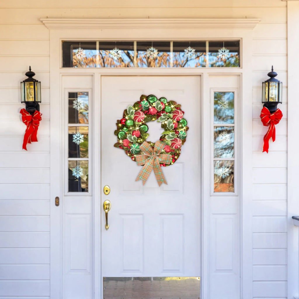 Christmas Vine Wreath with Red Bowknot and Bells-1
