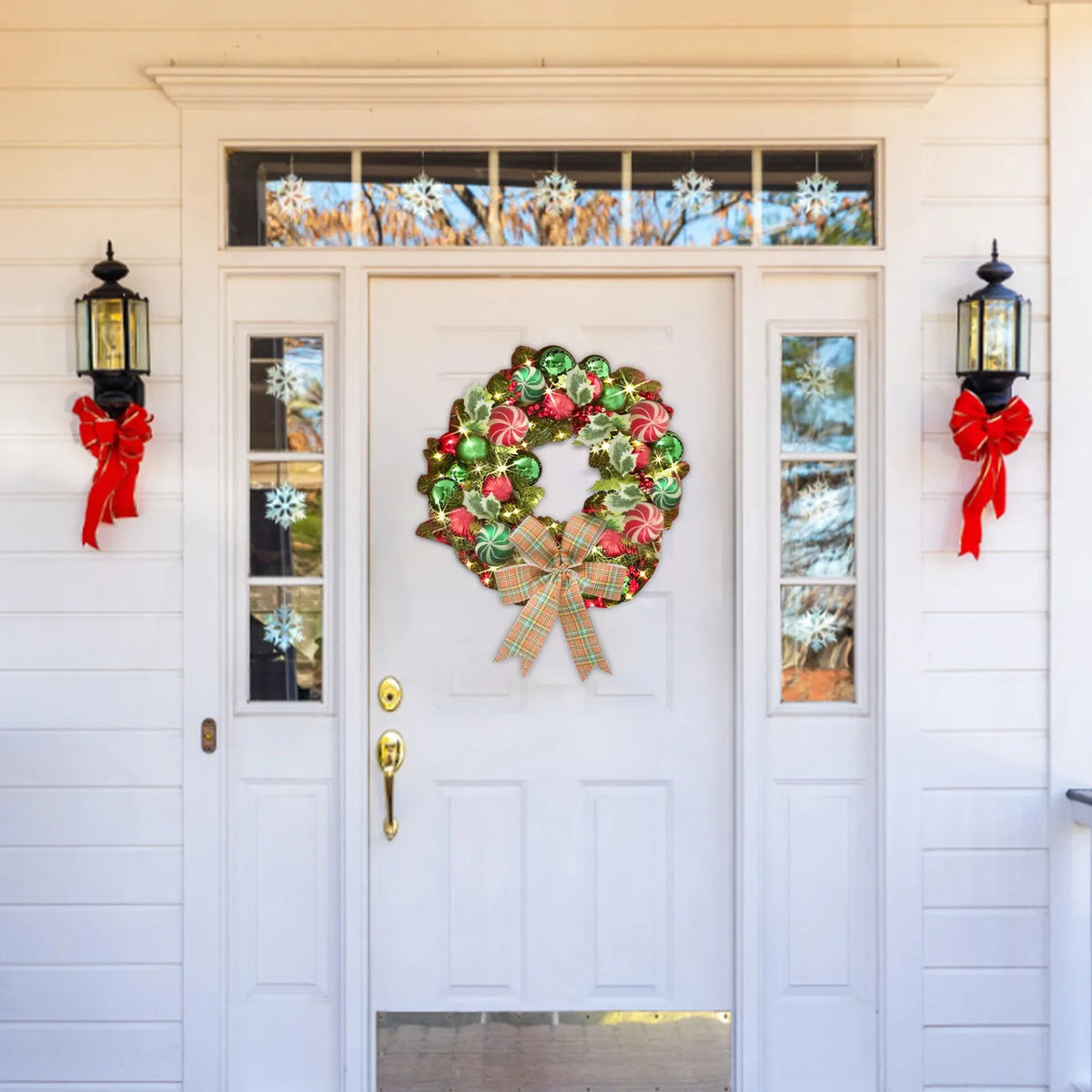 Christmas Vine Wreath with Red Bowknot and Bells-1