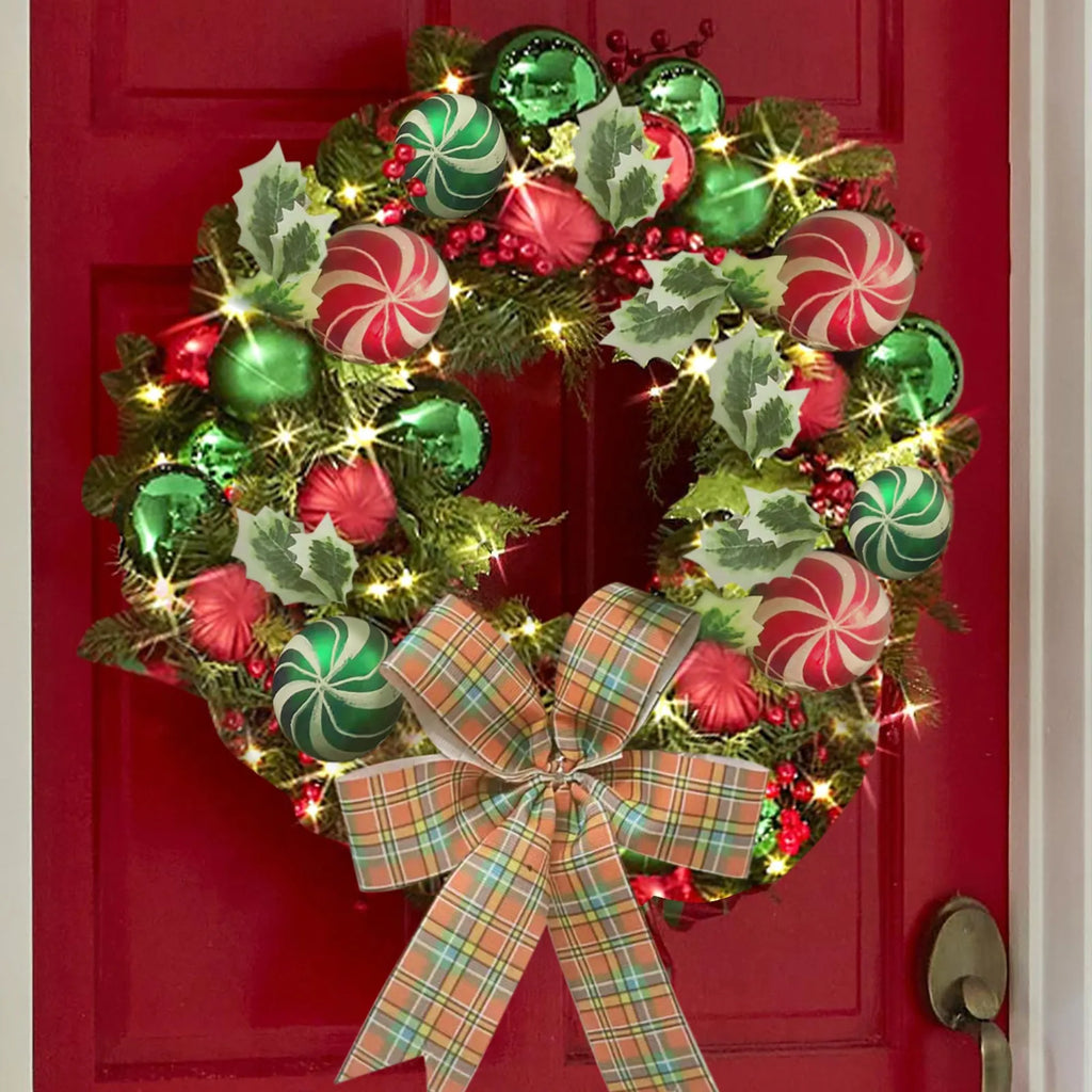Christmas Vine Wreath with Red Bowknot and Bells-3