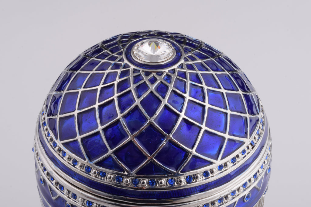 Blue Russian Egg with Man Riding Horse Surprise Inside-2