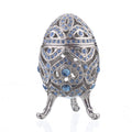 Silver Faberge Egg with Blue Crystals-0