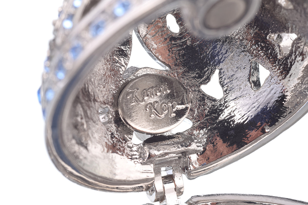 Silver Faberge Egg with Blue Crystals-3