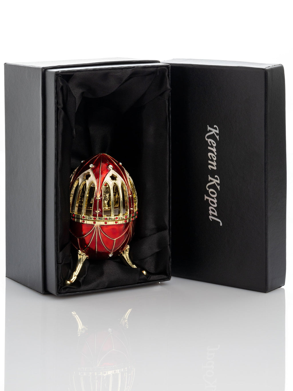 Red Faberge Egg with Horse Carousel Surprise Inside-3