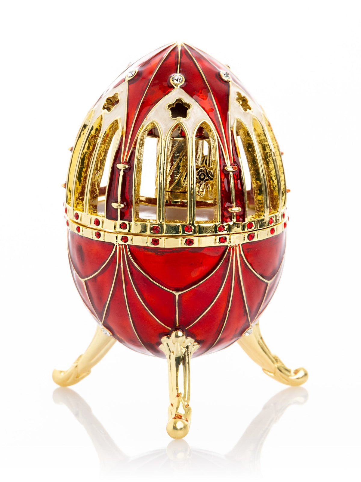 Red Faberge Egg with Horse Carousel Surprise Inside-1