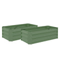 Lot de 2 carré potager de jardin dim. 100L x 50l x 30H cm - tôle d'acier ondulée vert-0