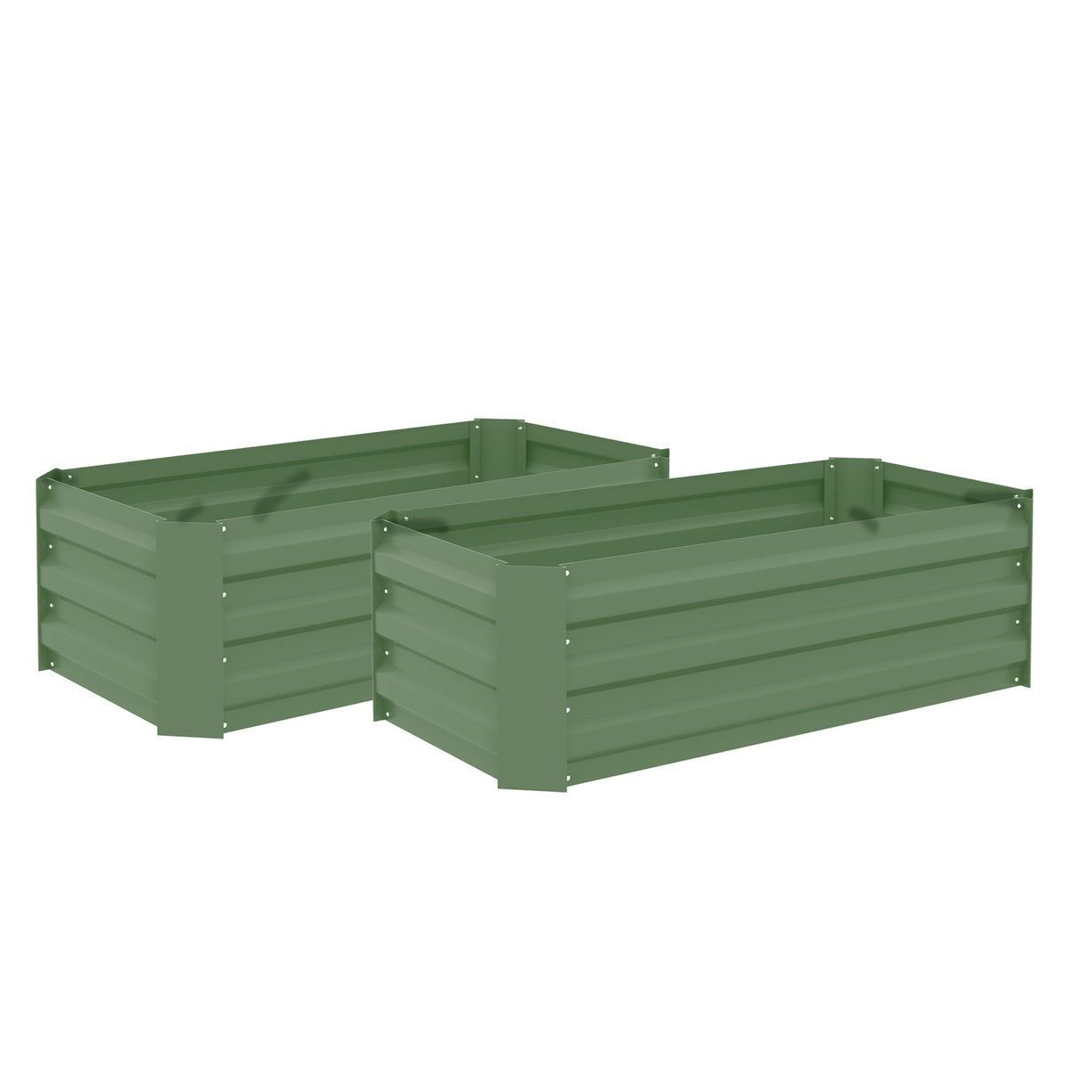 Lot de 2 carré potager de jardin dim. 100L x 50l x 30H cm - tôle d'acier ondulée vert-0