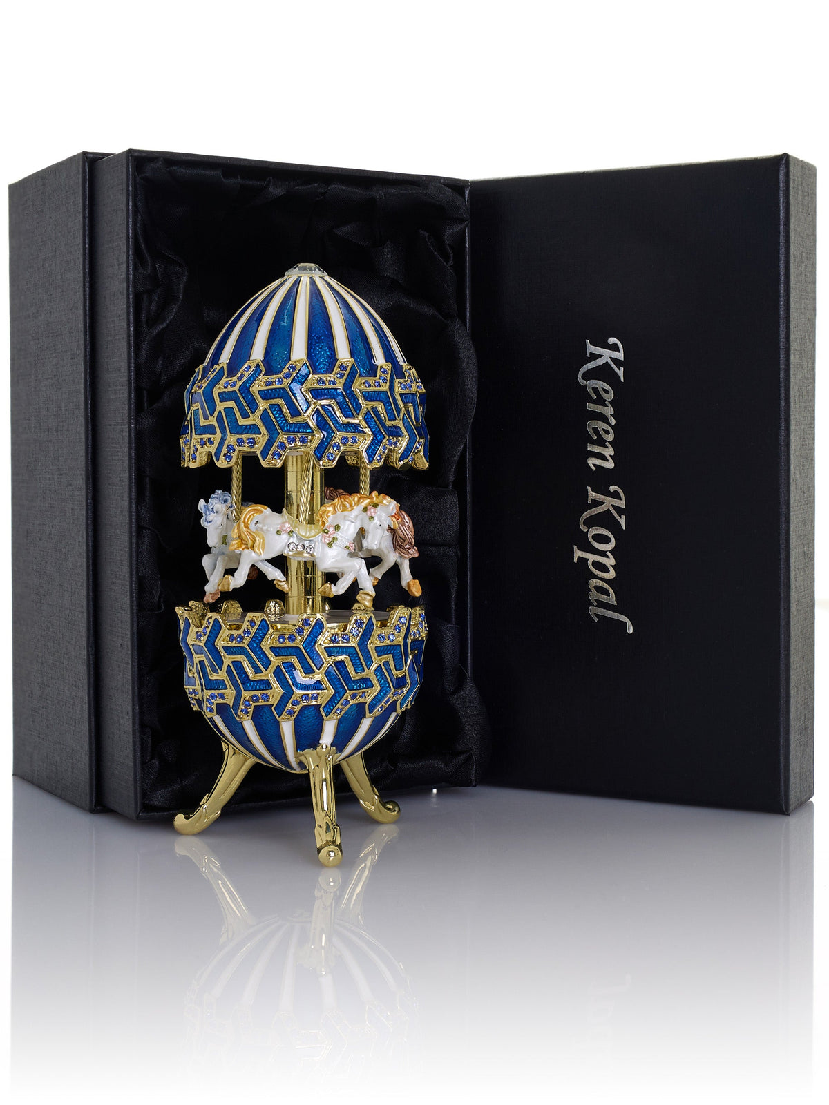 Blue Wind up Horse Carousel-1