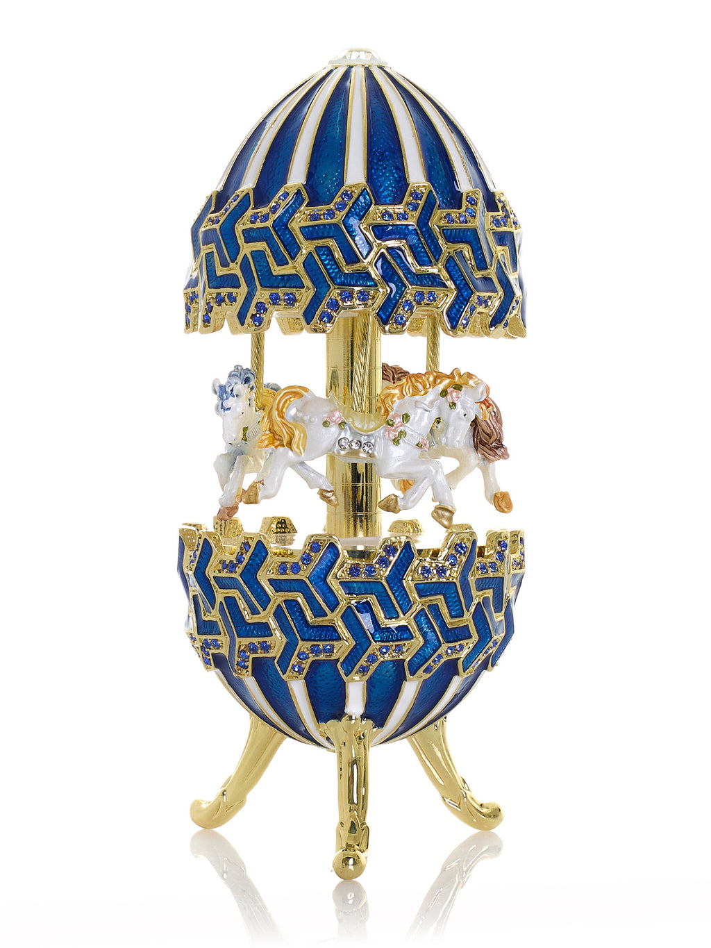Blue Wind up Horse Carousel-0