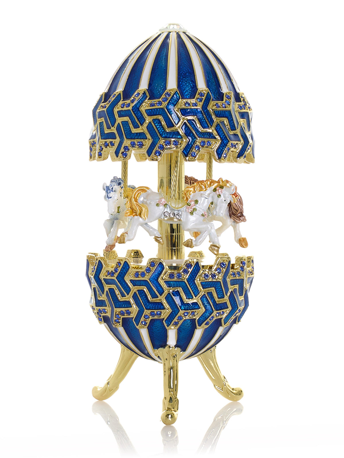 Blue Wind up Horse Carousel-0