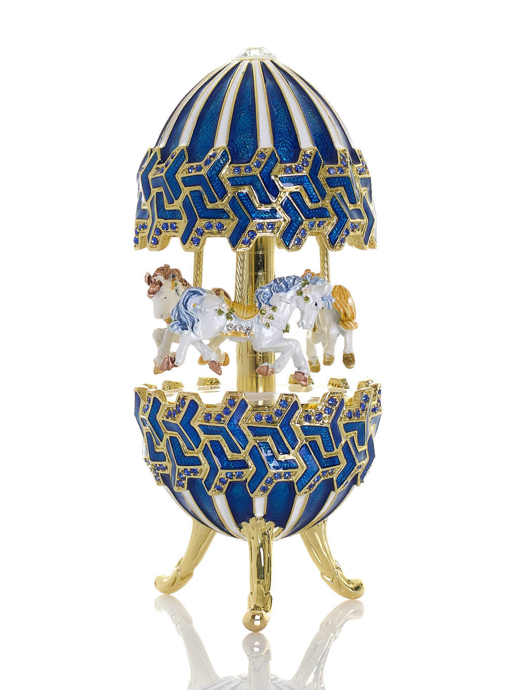 Blue Wind up Horse Carousel-3