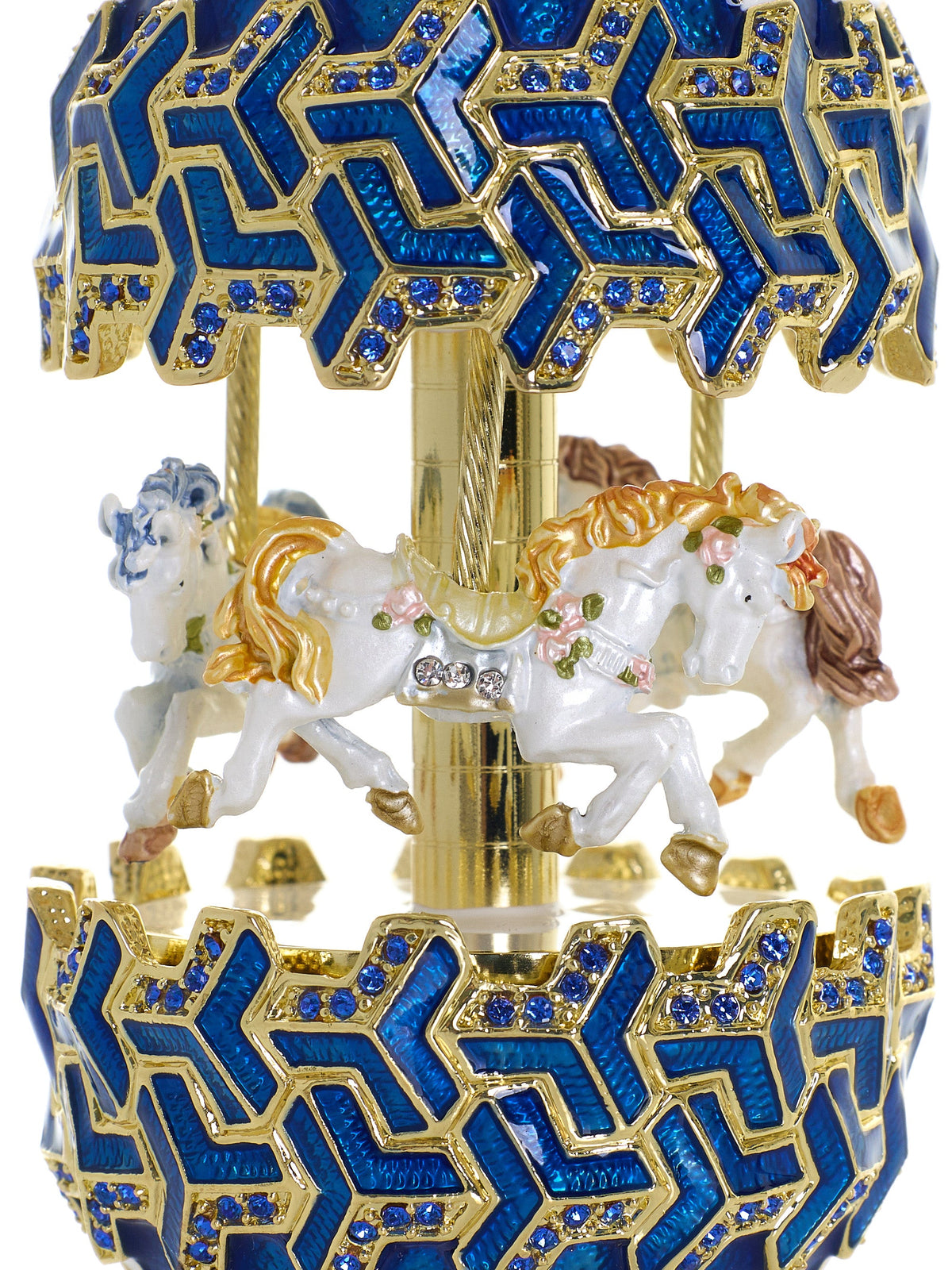 Blue Wind up Horse Carousel-4