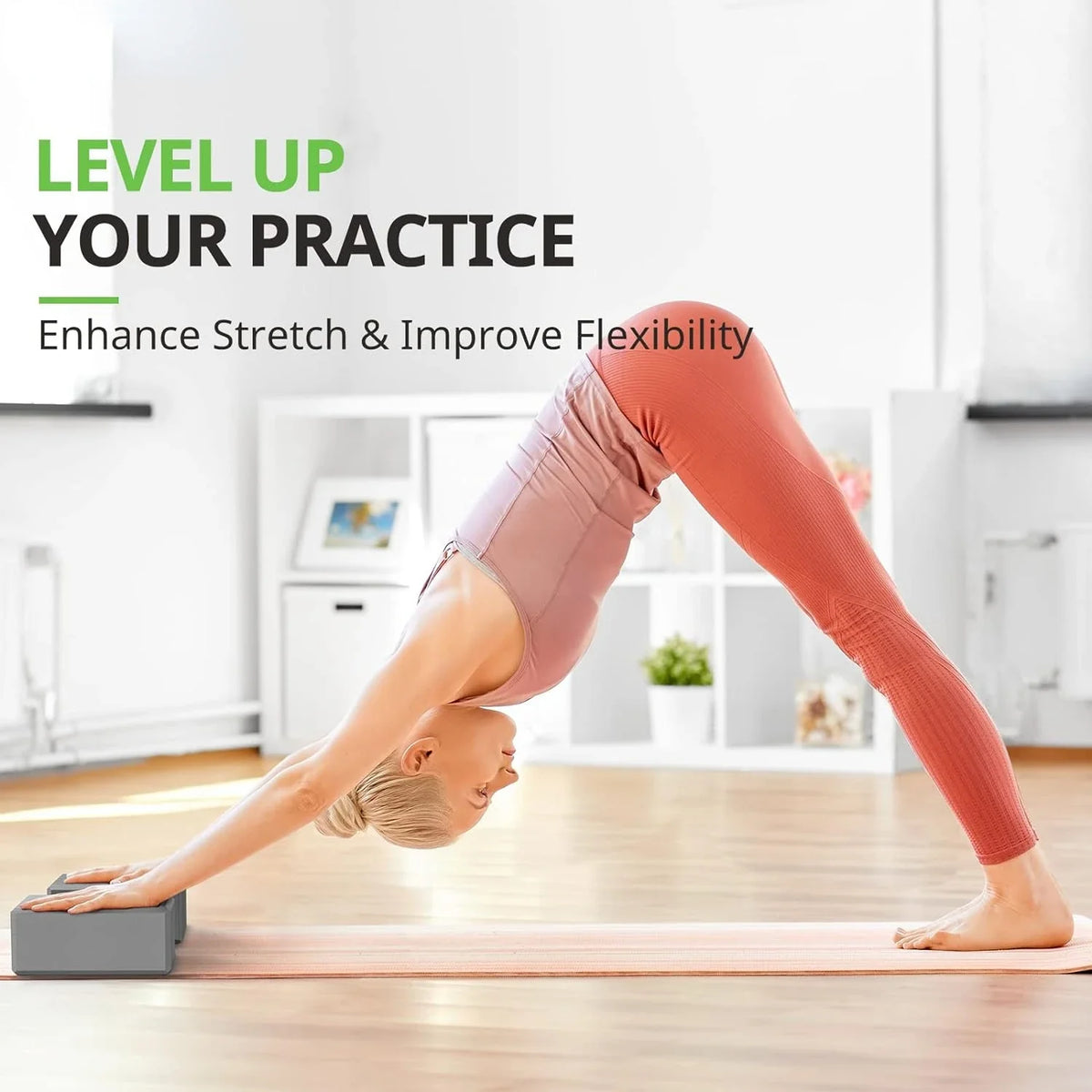 NNETM Set of 2 Premium Odor-Resistant Foam Yoga Blocks (Grey)-3