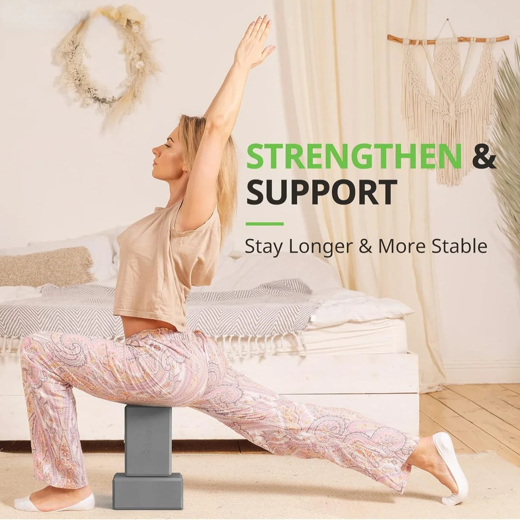 NNETM Set of 2 Premium Odor-Resistant Foam Yoga Blocks (Grey)-2