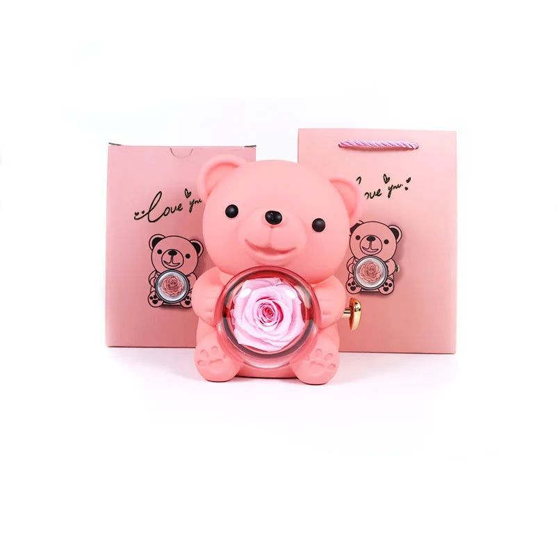 Eternal Rose Teddy Bear Jewelry Box Gift