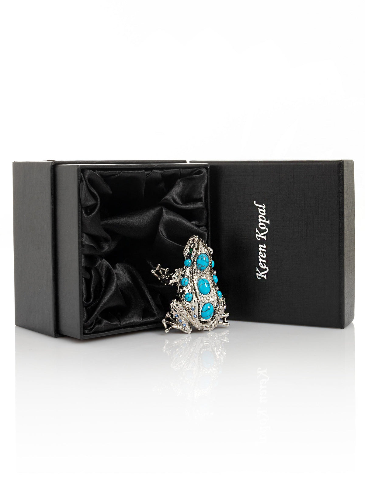 Silver Frog with Turquoise Gemstones-3