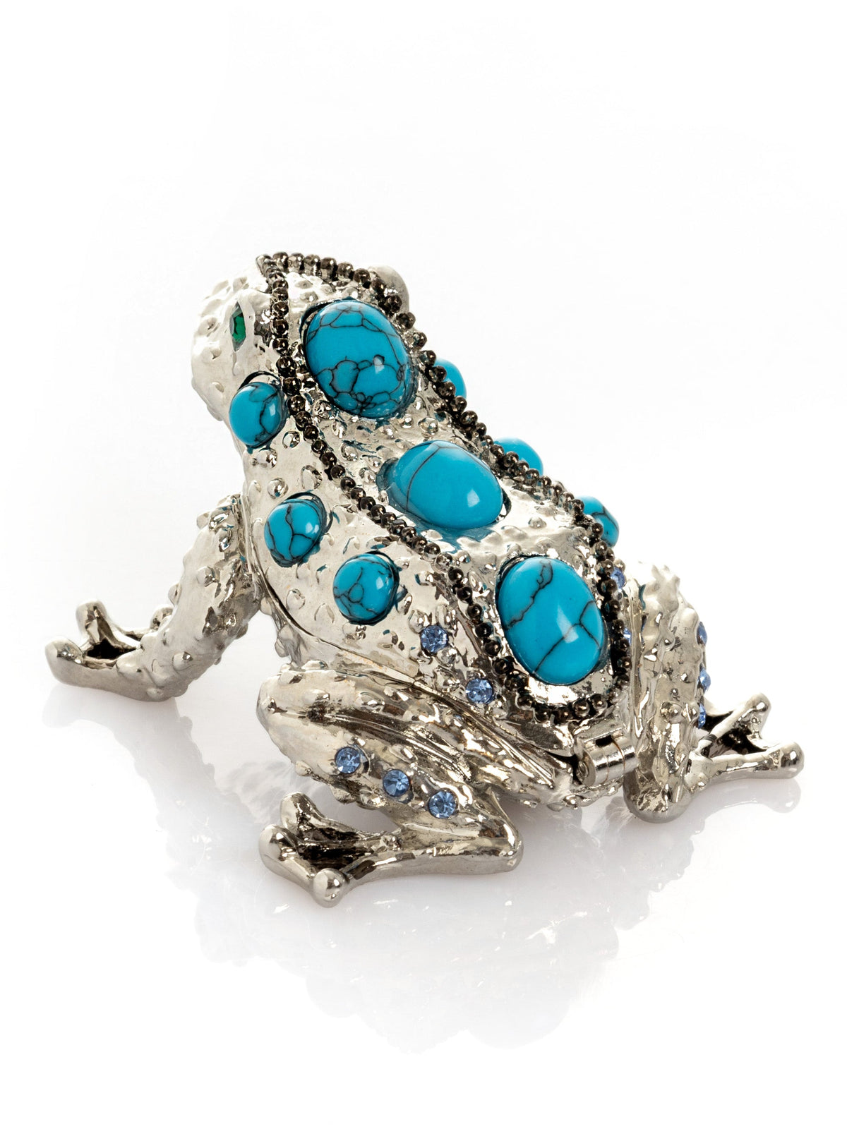 Silver Frog with Turquoise Gemstones-2