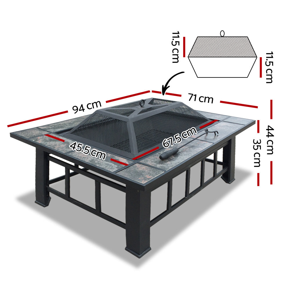 Grillz Fire Pit BBQ Grill Ice Bucket 3-In-1 Table-1