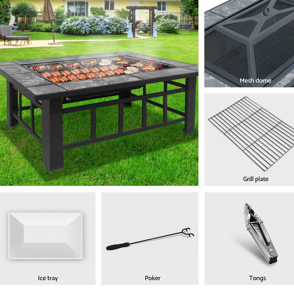 Grillz Fire Pit BBQ Grill Ice Bucket 3-In-1 Table-2