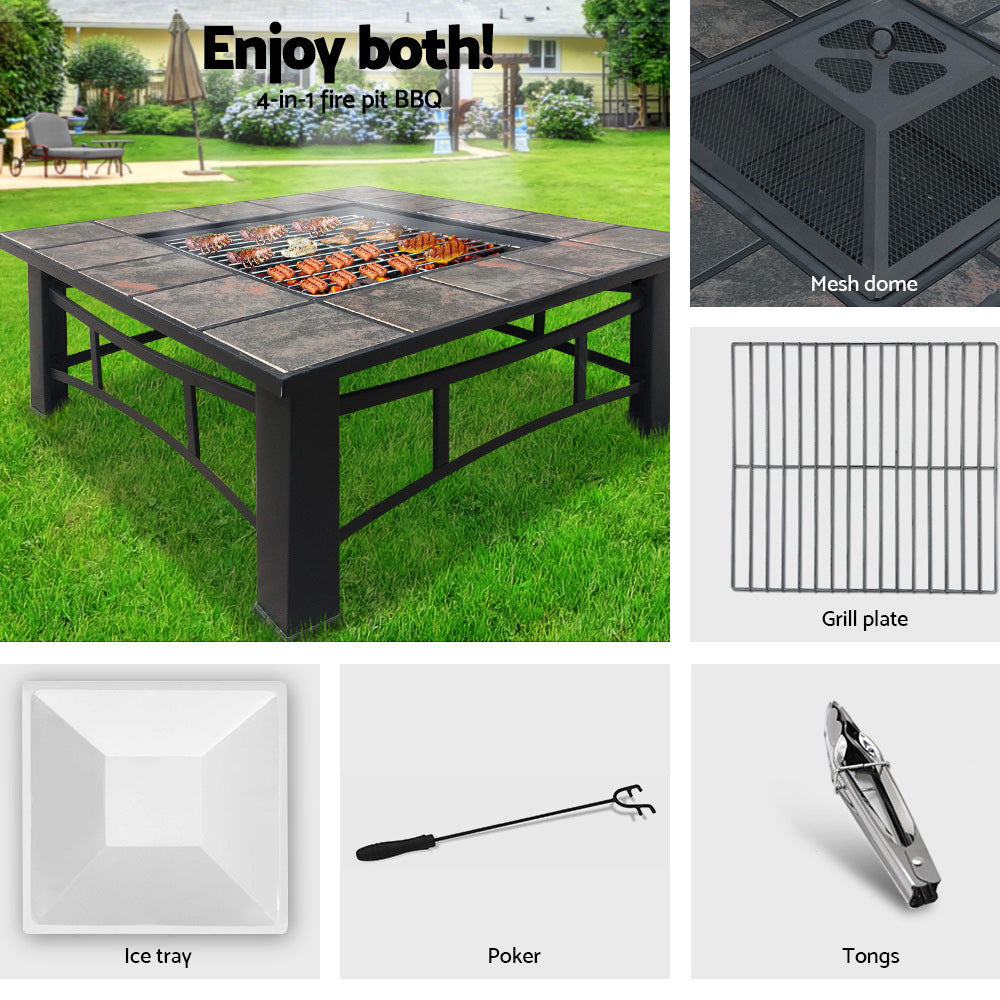 Grillz Fire Pit BBQ Grill Ice Bucket 4-In-1 Table-2