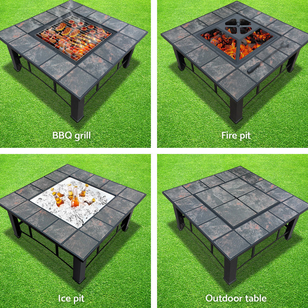Grillz Fire Pit BBQ Grill Ice Bucket 4-In-1 Table-3