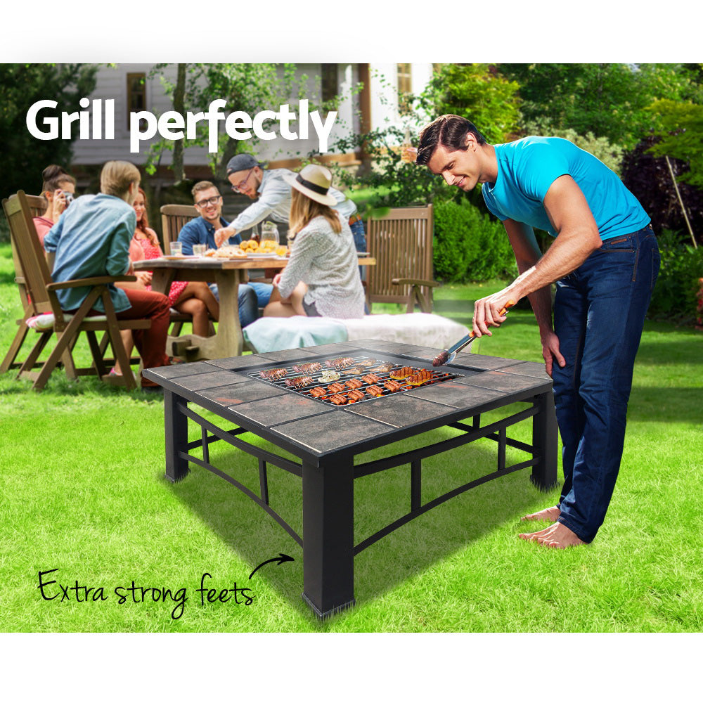 Grillz Fire Pit BBQ Grill Ice Bucket 4-In-1 Table-4