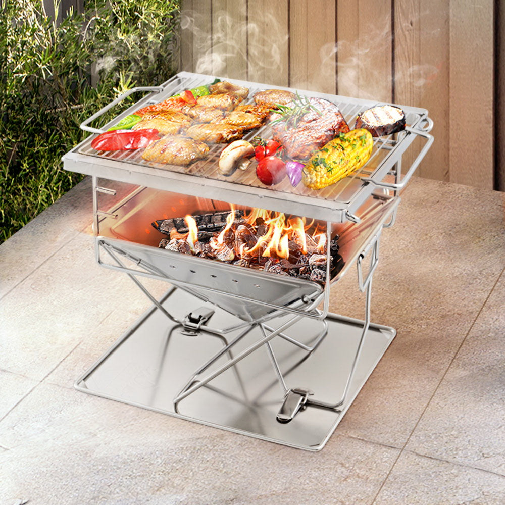 Grillz Fire Pit BBQ Grill with Carry Bag Camping-0