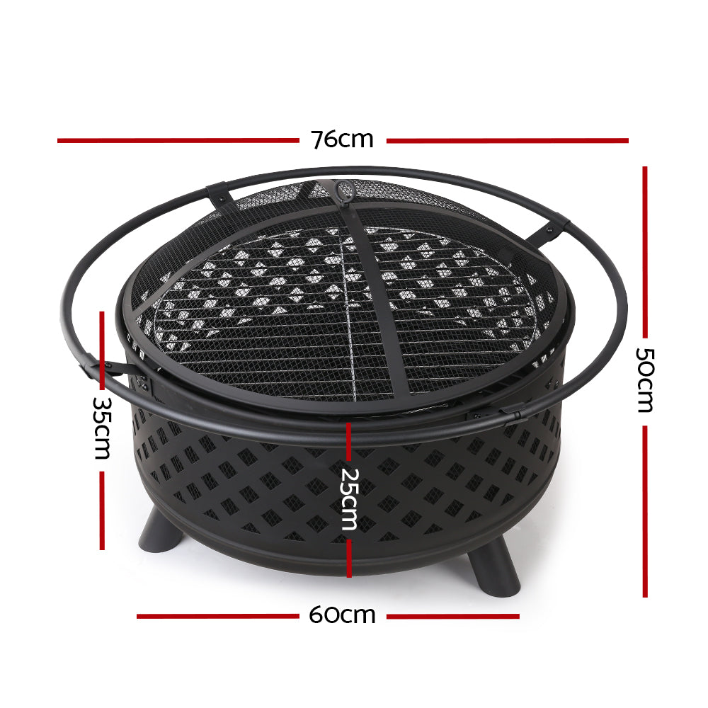 Grillz Fire Pit BBQ Grill 76cm-1