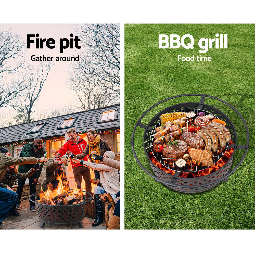 Grillz Fire Pit BBQ Grill 76cm-2